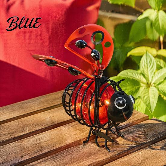 IP65 Waterproof Outdoor Bouncy Spring Powered Bee Hanging Lights Solar Lights Metal Ornaments Energy Efficient Lighting Fairy for Backyard