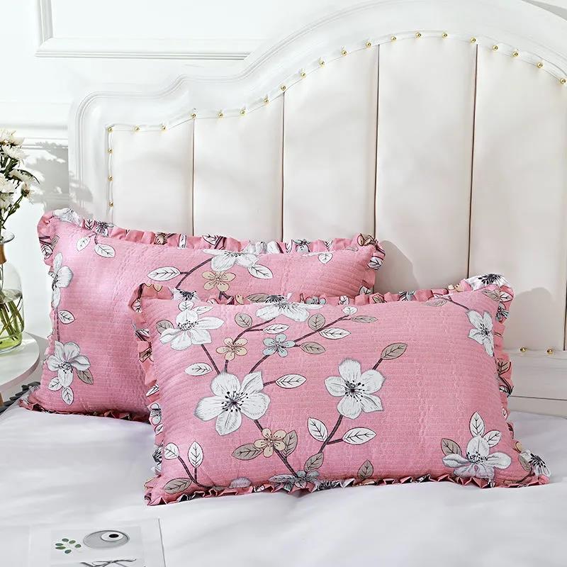 2 Pillowcases Household Pure Washed Cotton Four Seasons Quilted Pillowcase Single and Double Quilted Thickened High-end Pillowcase