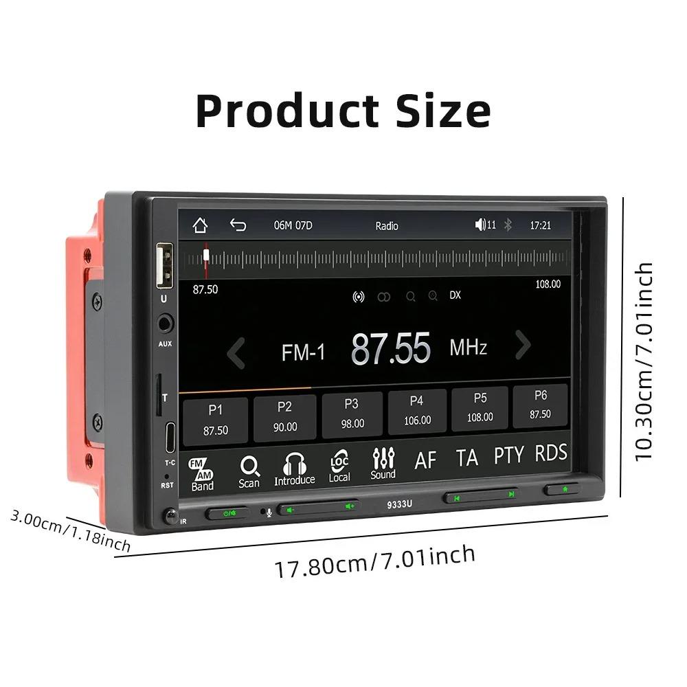 TOYOUSONIC 2 Din Autoradio Car Radio USB TF FM BT Type-C Carplay Android Auto Audio 7 Inch Touch Screen MP5 Multimedia Player