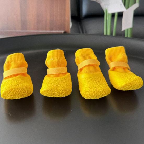 4 Pcs Dog Shoes for Small Dogs, Soft Anti-Slip Puppy Boots Paw Protectors for Hot Pavement, Hardwood Floors, Winter Snow Hiking