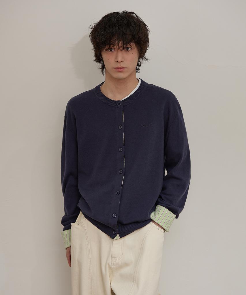 Waikei Striped Roll-Up Cardigan Navy