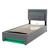 Upholstered Bed Large Storage Space LED Lighting Sturdy Construction Good Load Capacity with USB Ports Modern Upholstered Bed Bedroom