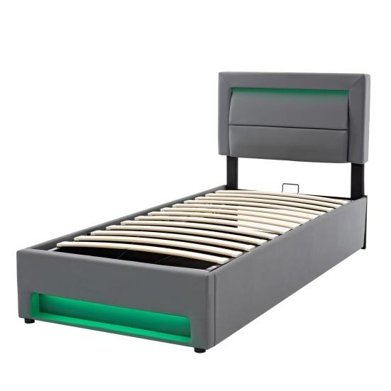 Upholstered Bed Large Storage Space LED Lighting Sturdy Construction Good Load Capacity with USB Ports Modern Upholstered Bed Bedroom