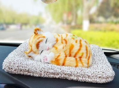 Cat Figurine Stuffed Animal Realistic Brown Tabby Cute Lifelike Kitten Model Goods Gift