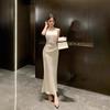 Satin Evening Dress, High-end Light Luxury Dress, New Women's Clothing, Hanging Neck, Waist, Thin, Buttocks, Fishtail Long Dress, Women