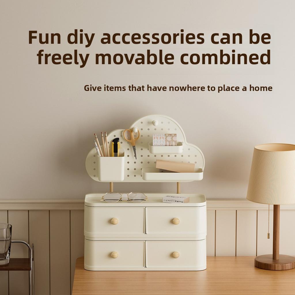 Desktop Drawer Storage Box Cloud Hole Board Stationery Organizer Rack Large Capacity Storage Box Desk Small Object Storage Rack