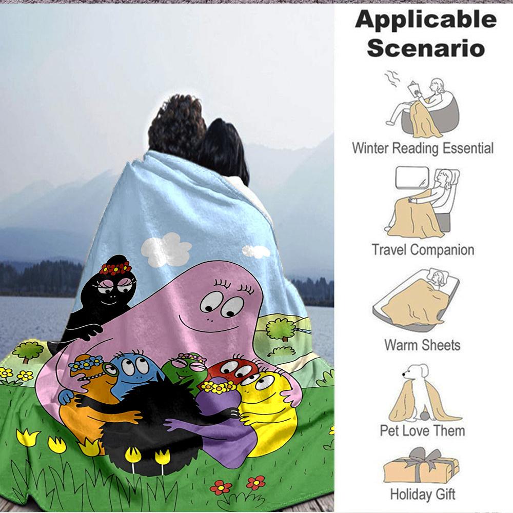 1PC Barbapapa Characters Blanket, Throw For Sofa, Bed, Travel, Camping, Livingroom,