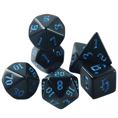 Černé DND kostky 7ks Sada mnohostěnných kostek pro DND RPG Běžící tým Stolní desková hra, Jako suvenýry/dárek Zábava