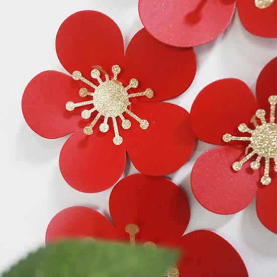 1Set Paper Flowers DIY Artificial Red Floral Wall Art Paper Flower Decoration for Wedding