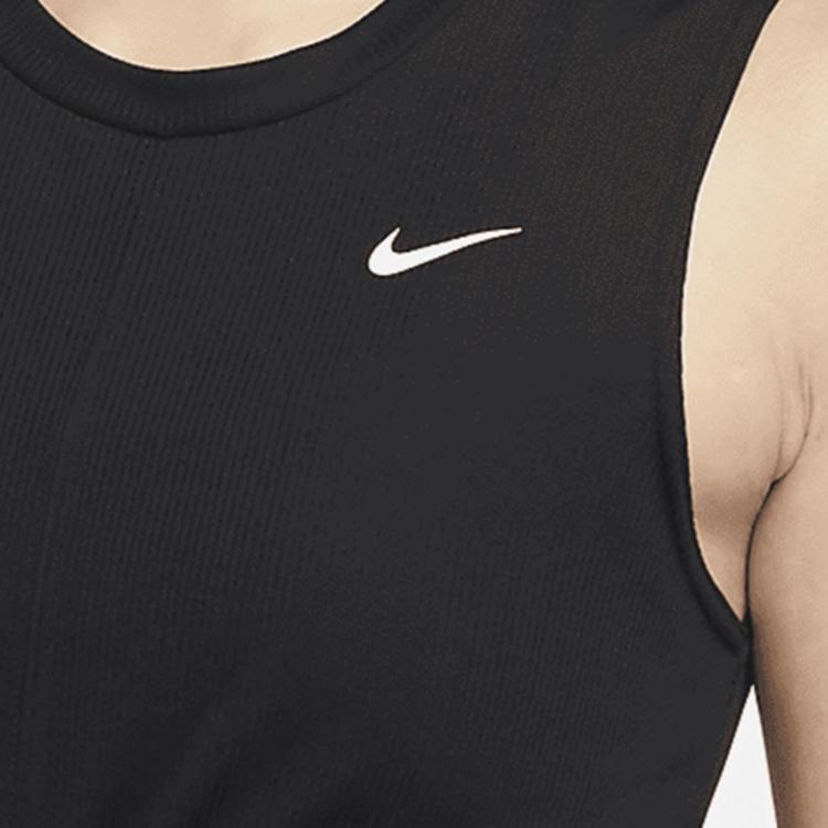 Nike Solid Logo Cropped Sleeveless T-Shirt Women tops Black 930494-010
