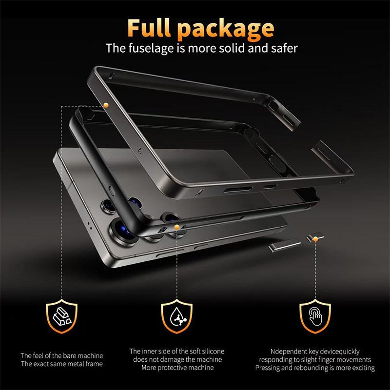 Titanium Metal TPU Frame Hybrid Armor Phone Case for Samsung Galaxy S26 Ultra S25 S24 Ultra Plus Lightweight Hard Bumper Anti Drop Protect Cover