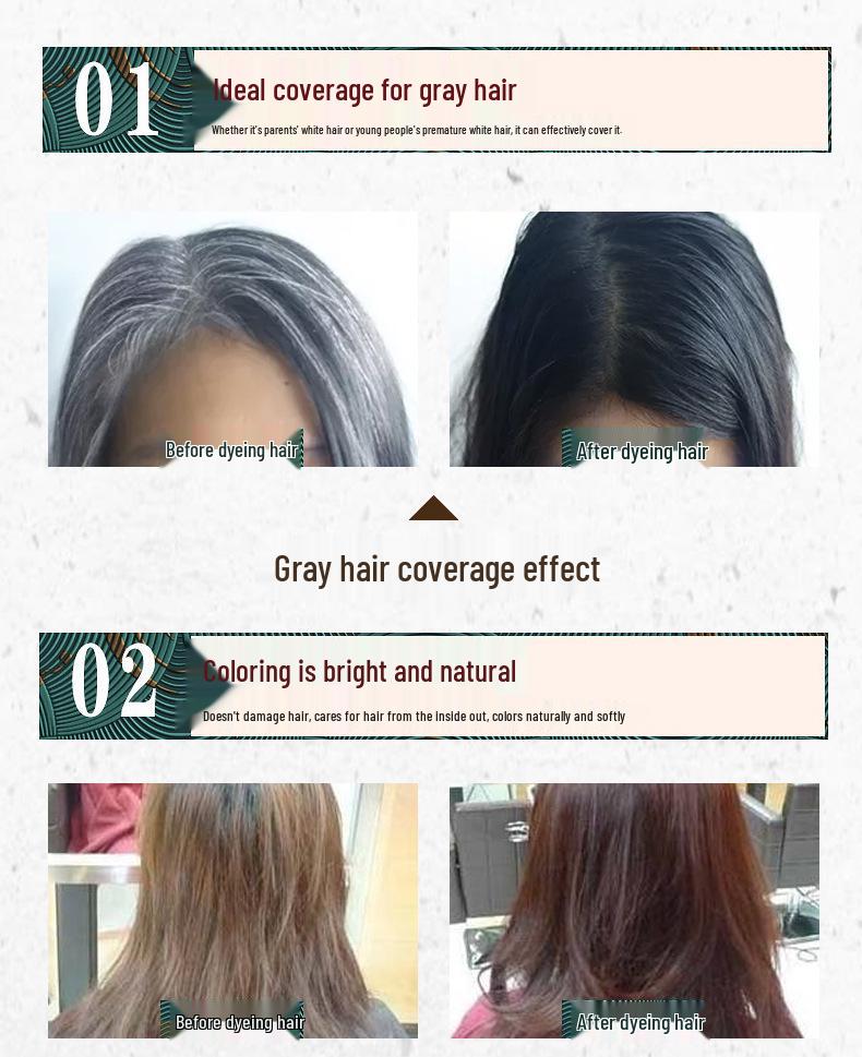 Nanjing Tongrentang Herbal Hair Dye - One Wash Black, Scalp Gentle, White Hair Coverage.