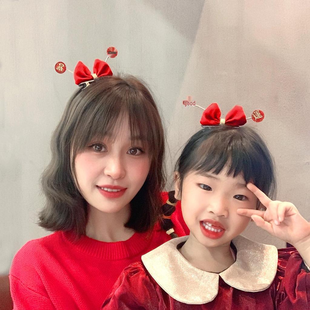 2024 Parent-Child Red New Year Bow Hair Clip: Prosperous Festive Accessory for Bangs