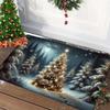 Christmas Tree Flannel Door Mat Carpet,Decorative Print Non-Slip Rug for Kitchen Living Room Bedroom Laundry Bathroom Home Decor
