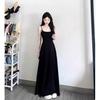 Plus Size 2026 Black French Style Summer Camisole Dress - Women's Elegant Slimming Long Dress