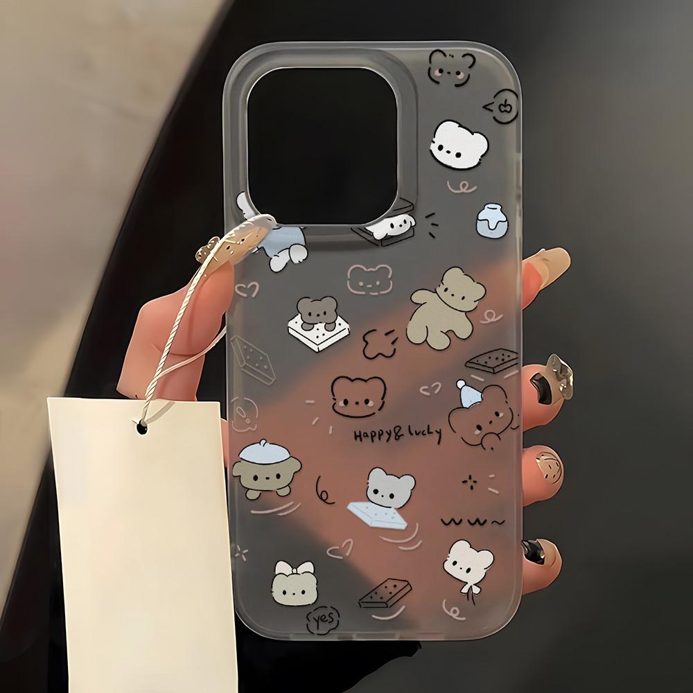 Weiche TPU Matte Niedliche Bär Handyhülle für iPhone 15 Pro Max Funda iPhone 16 11 13 15 14 Plus 12 Mini 16promax 15promax Klare Hülle