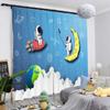 New Cartoon Earth Planet Space Astronaut Rocket Print High Shading Curtain Children's Room Living Room Window Curtain 2Pcs Home