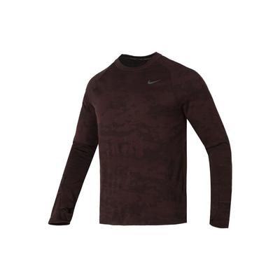 Logo Reflective Design Gradient Ribbed Crew Neck Long Sleeve T-Shirt Men Tops Dark-Brown FB8539-227