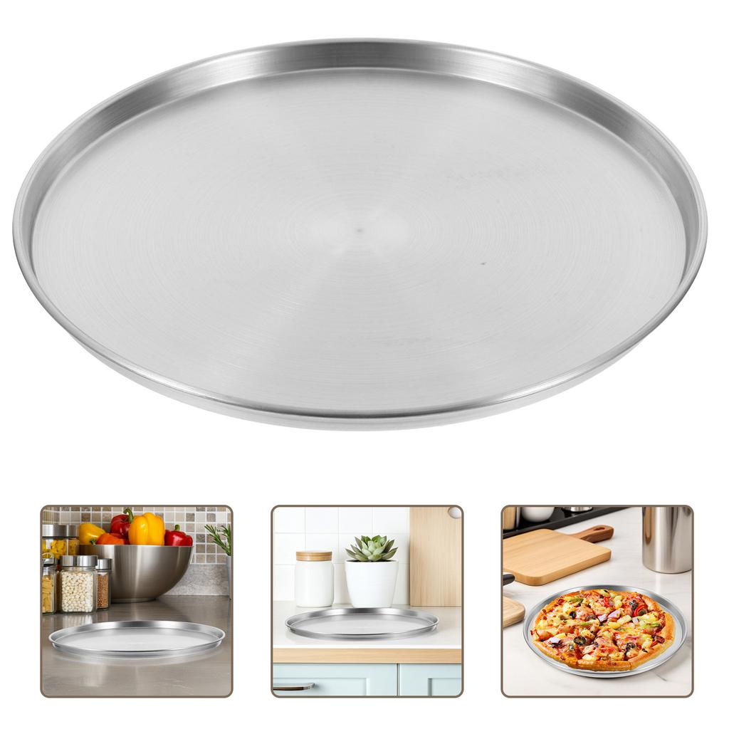 10 Inch Metal Pizza Pan 26cm Stainless Steel Steaming Plate Flat-bottomed Round Shallow Dish Non Stick Baking Tray Food Trays
