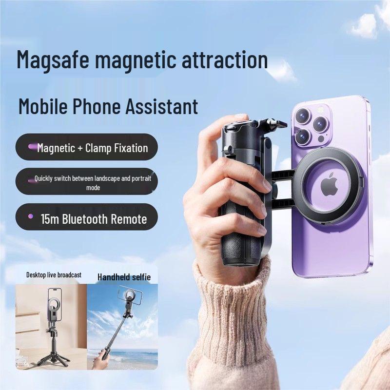 Bastone selfie magnetico transfrontaliero 2025 P15C: Strumento Portatile Mini per Fotografia e Live Streaming