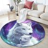 Weißer Wolf Runder Teppich, Teppich für Wohnzimmer Schlafzimmer Sofa Spielzimmer Dekor, Rutschfeste Bodenmatte
