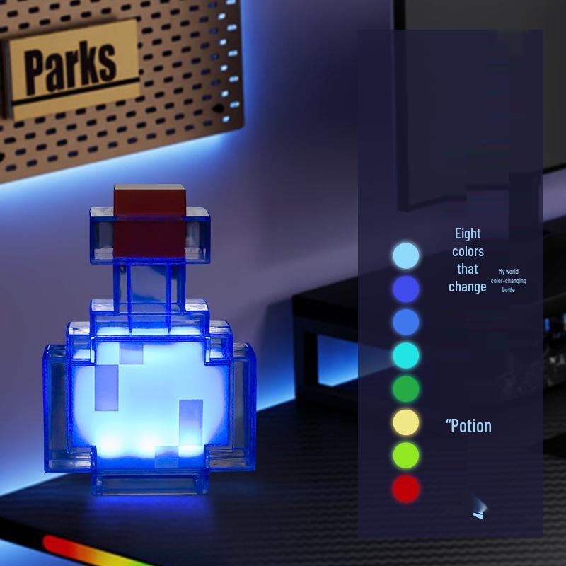 Diamond Ore Lamp - Color-Changing Minecraft Torch & Potion Bottle Night Light Gift
