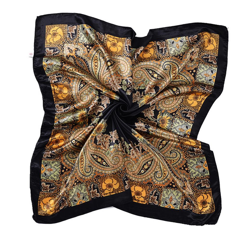 

90x90cm Women s Satin Silk Scarf Square Multi-Purpose Head Neck Wrap Bandana Printed Neckerchief 90*90cm