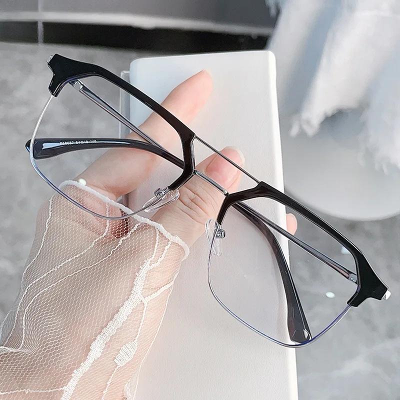 Women Stylish Reading Glasses Fashion New Anti-blue Light Computer Glasses Double Beam Square Frame Eyeglasses 0+1.0+1.5+4.0