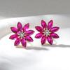 Vintage Light Luxury Colorful Diamond Sunflower Ear Clips High End Crystal Earrings Elegant Evening Party Jewelry