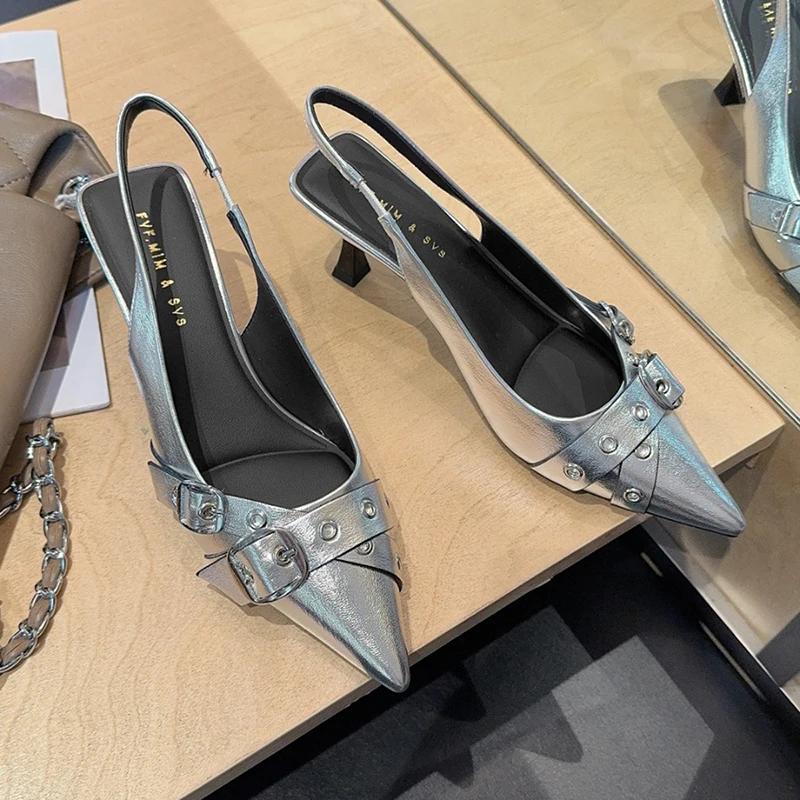Fashion Designer Summer High Heel Women Sandals Fashion Pointed Toe Singbacks Shoes Ladies Elegant Dancing Party Pumps