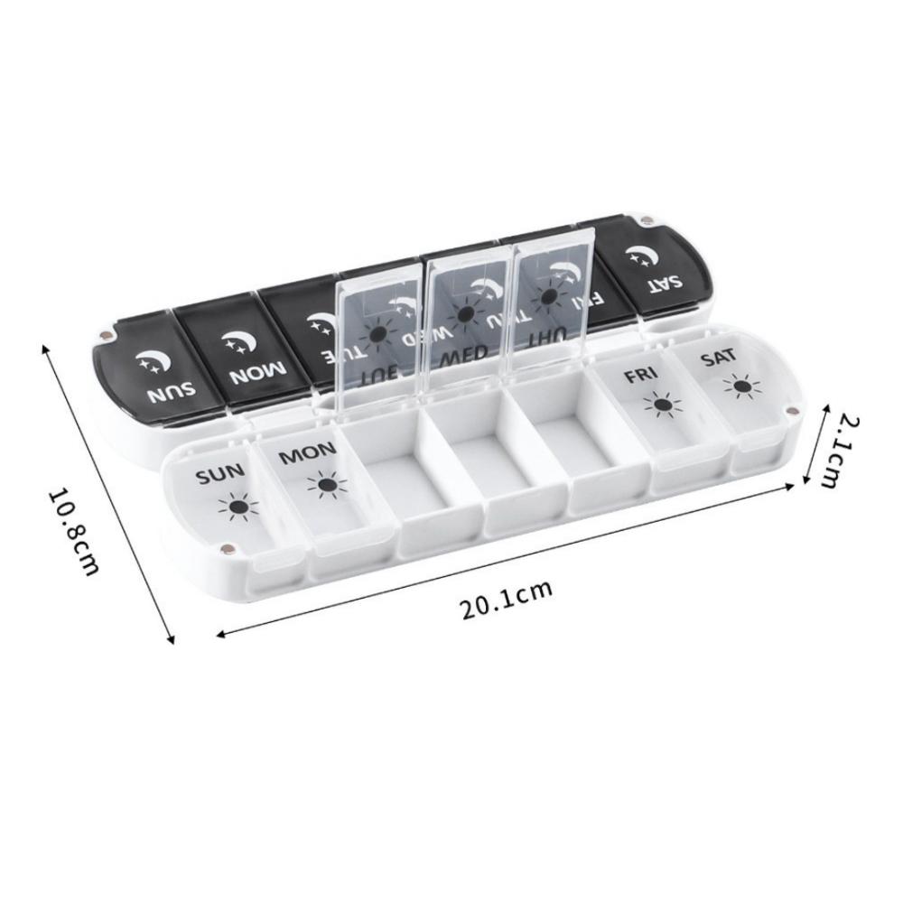 

New Foldable Design Weekly Pill Case Airtight AM PM Labels Pill Organizer 2 Times A Day 14 Grids 7 Day Vitamin Case Home Gadgets