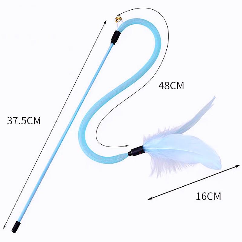 Cat Toys Feather Sticks Cat Toys Interactive Feather Toy for Cats Teasing Long Handle Stick Cats Toy with Bell Pet Supplies