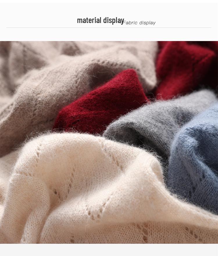 Women's Cashmere Wool Openwork Shawl: Versatile Knit Neck Warmer & Outerwear Cape for Autumn/Winter