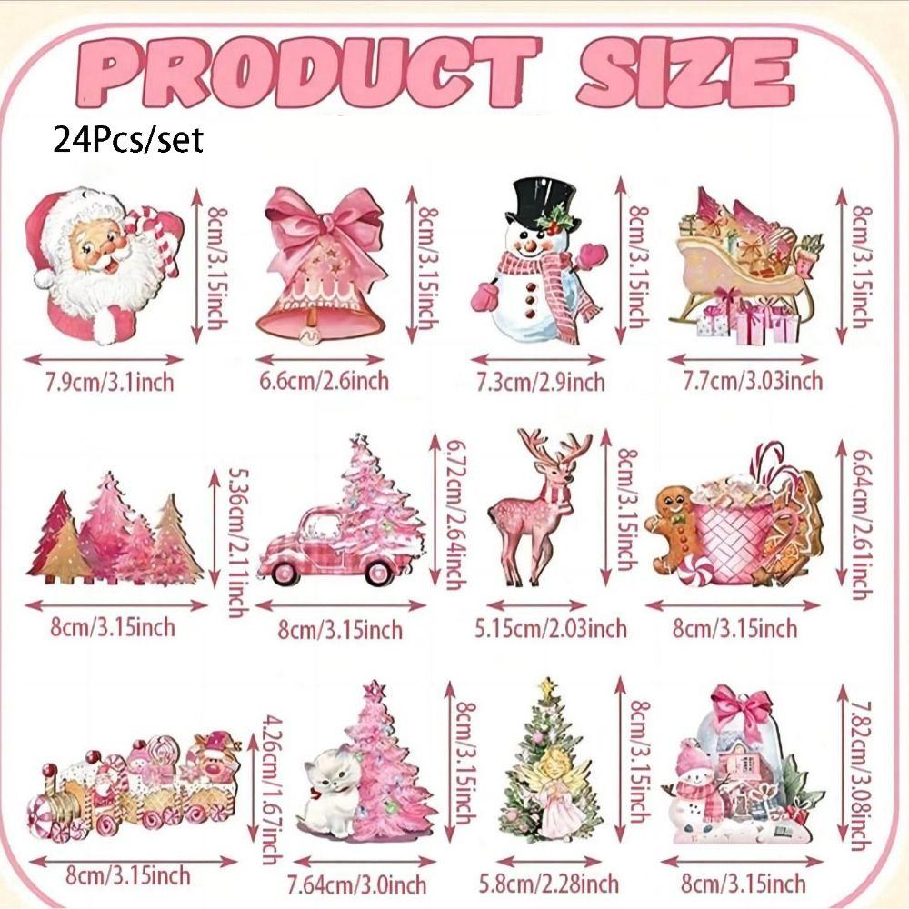 24Pcs/set Hangable Christmas Hanging Pendant Simple Christmas Tree Ornaments New Year