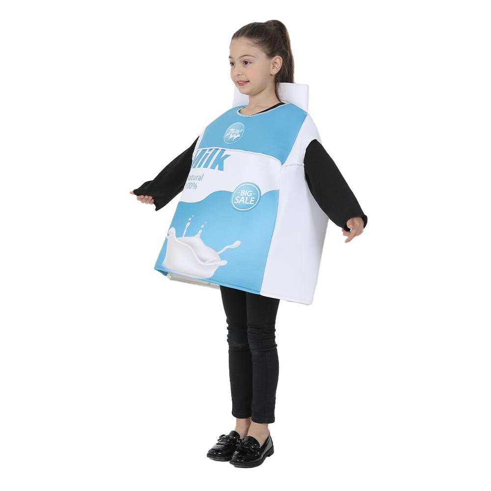 Lustiges Lebensmittel-Cosplay für Kleinkinder, Keksmilch-Kostüm für Kinder, Halloween-Kostüm für Jungen und Mädchen, Weihnachtsparty-Outfit
