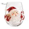 Weihnachts-Glasbecher 3D Tumbler, Mit Santa, Schneemann, Baum Skulpturierter Becher, Kreatives Skulpturales Dekoratives Feiertags-Trinkgeschirr, Festliches Geschenk für Party-Trinkgeschirr