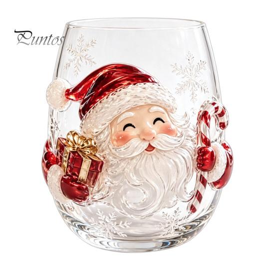 Weihnachts-Glasbecher 3D Tumbler, Mit Santa, Schneemann, Baum Skulpturierter Becher, Kreatives Skulpturales Dekoratives Feiertags-Trinkgeschirr, Festliches Geschenk für Party-Trinkgeschirr