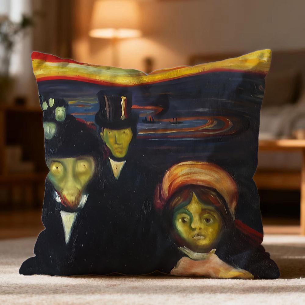

Popular E-EEdvard Munch Cushion Cover Soft Washable Pillow Case Multi-Scene for Couch Bed Travel Office Use 30cmx30cm