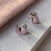 Pink Girl, Homemade BV Wind Milk Powder Color Drip Oil C-Type Concave Earrings Fashion Design Earrings