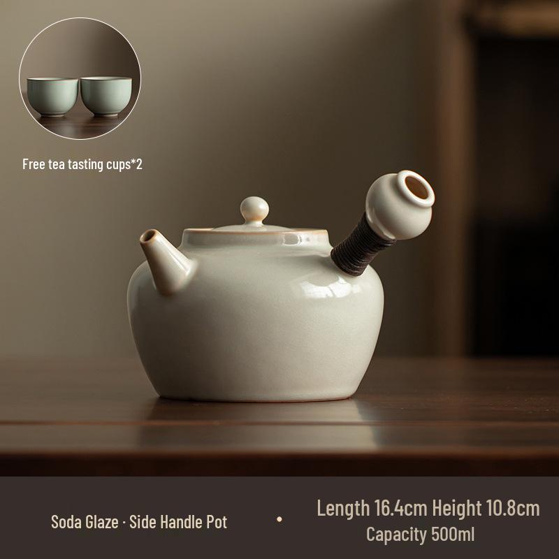 Clay Tea-Boiling Set: Charcoal Stove & Side-Handled Pot for Outdoor & Household Use.