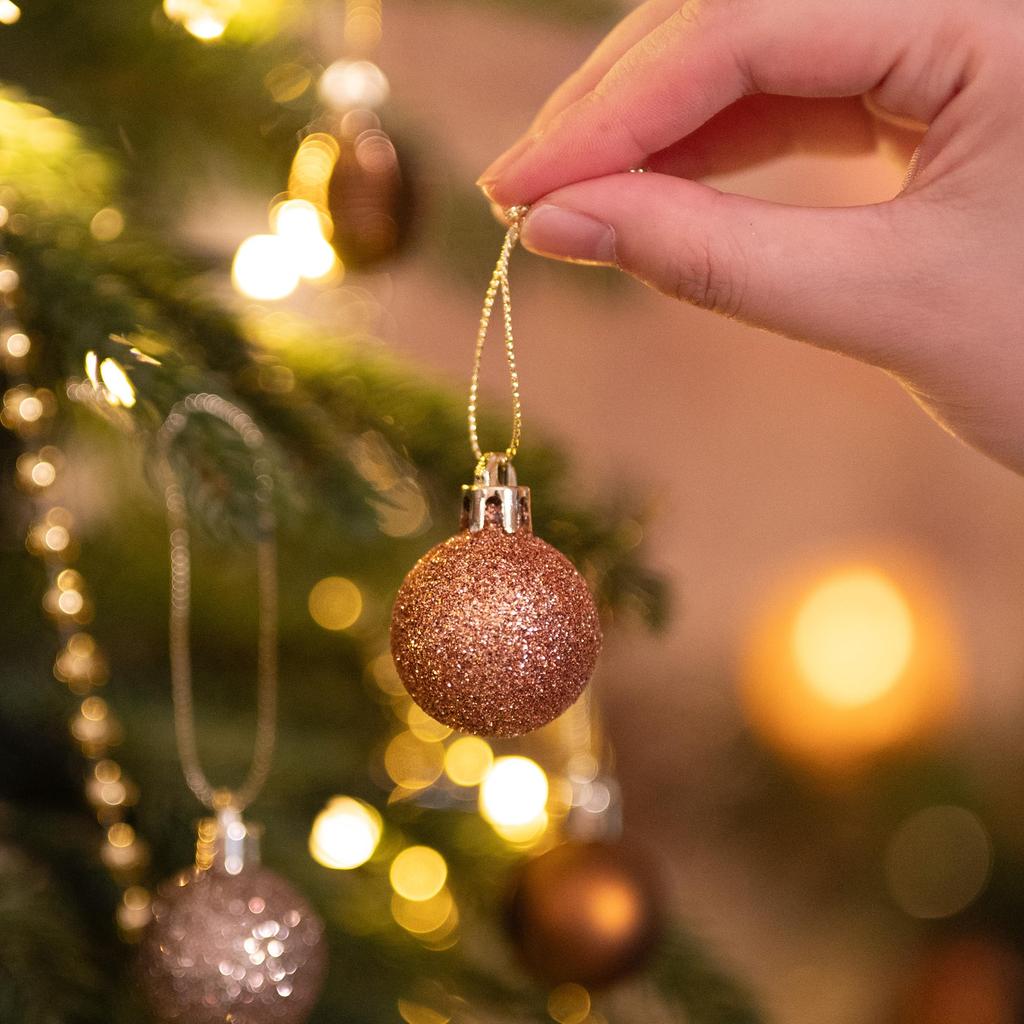 Valery Madelyn Christmas Ball Gold and Set of Perfect for Christmas Tree Stylish and Gorgeous In and Nordic-style Ornaments, Copper, Luxurious, 3cm,