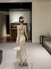 Elegant Low-Cut Spaghetti Strap Mesh Tassel Bodycon Evening Gown