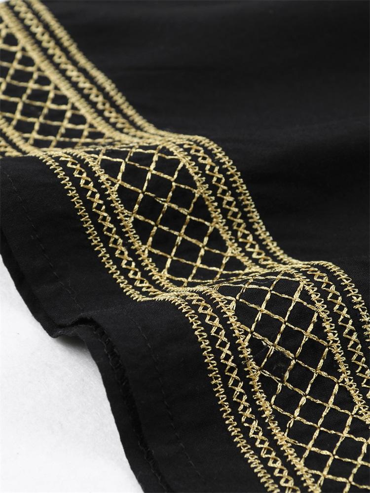 EDOLYNSA Золотая вышивка Женское черное платье-кафтан большого размера Домашний халат — фото 10