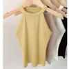Women's Halter Neck Ribbed Knit Sleeveless Form Fitted Casual Crop Top