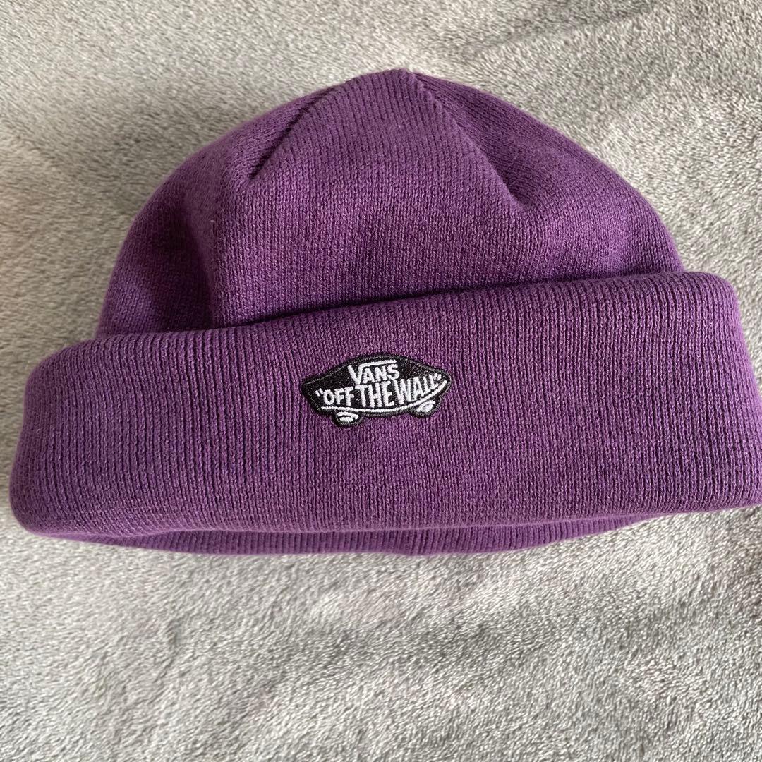 Used VANS Beanie Purple 2WAY Embroidery Knit Cap