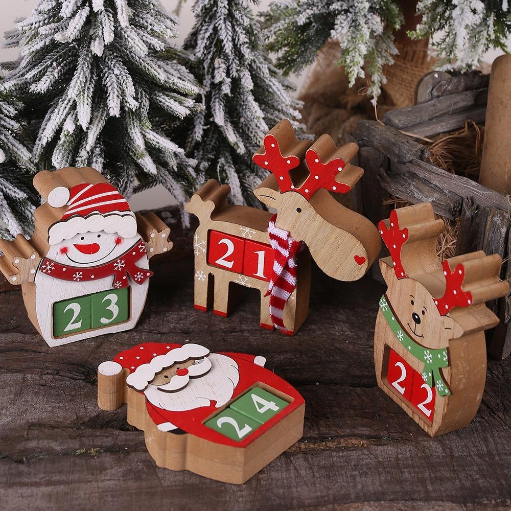 Wood Christmas Countdown Calendar DIY Christmas Desktop Ornaments Elk Advent Calendar  Navidad