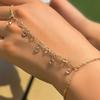 Fashion ethnic style metal chain back chain female, simple rhinestone finger bracelet