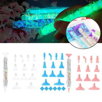 5D Diamond Painting Pen Kit Glow In the Dark Point Drill Pens with 12 Pen Tips Cross Stitch Embroidery Nail Art Accessories