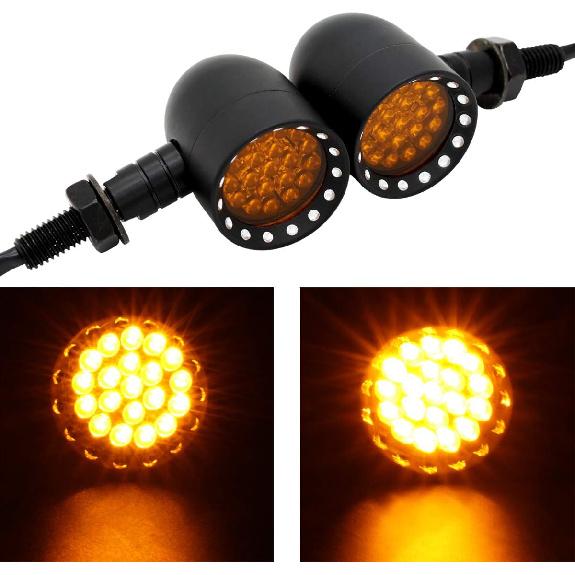 

FATECIM 2X Motorcycle LED Turn Signals Bullet Blinker Heavy Duty Indicator Lights Amber Lens Universal for Harley Davidson Honda Yamaha Suzuki Black-Amber Light-2010