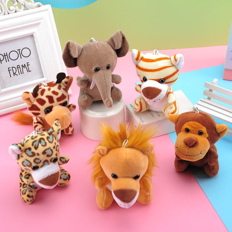 Cute Plush Elephant Lion Tiger Animal Toy Keychain Adorable Bag Accessories